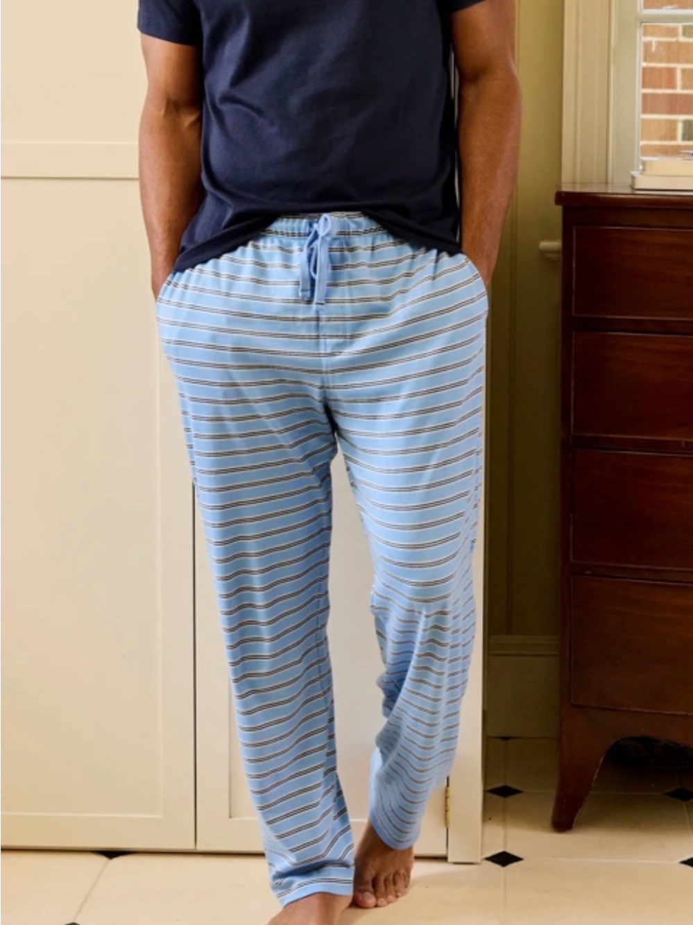 Brooks Brothers x Lake Men’s Blue Striped Pajama Pants Size Large